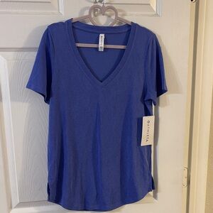 NWT Athleta Breezy Scoop V Tee Purple Size Small